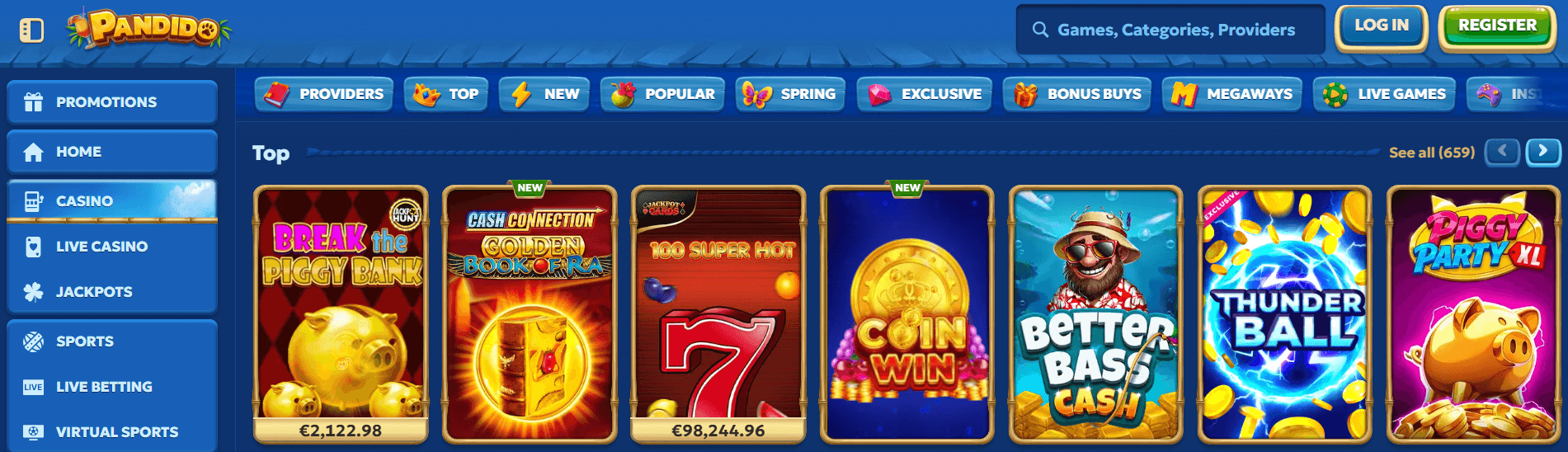 pandido casino online spania
